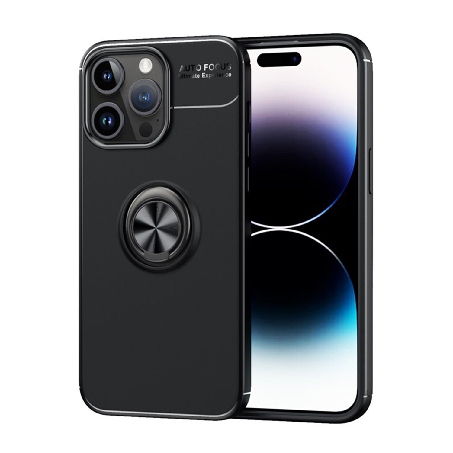 Microcase Iphone 15 Pro Focus Serisi Yüzük Standlı Silikon Kılıf - Siyah AL3363