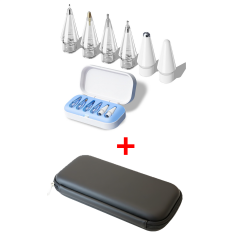 Microcase 2in1 Set Apple Pencil 2./1. Nesil Pencil Pro / USB-C için iPad Pro/Mini/Air 6 Yedek Uç + Stylus Pen Kılıfı - AL5406