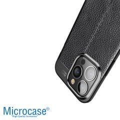 Microcase Apple iPhone 14 Pro Leather Tpu Silikon Kılıf - Siyah