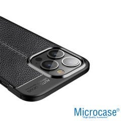 Microcase Apple iPhone 14 Pro Leather Tpu Silikon Kılıf - Siyah