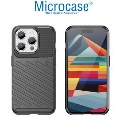 Microcase Iphone 15 Pro Thunder Serisi Darbeye Dayanıklı Silikon Kılıf - Siyah AL3421