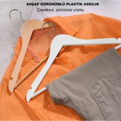 Microcase Ahşap Görünümlü Plastik Elbise Askısı A Kalite 5 adet  AL4492