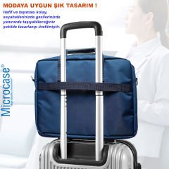Microcase Microcase 9-14 inch Tablet Macbook Laptop Çantası 2 Bölmeli AL4228 Lacivert Gri Krem
