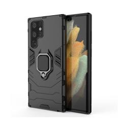 Microcase Samsung Galaxy S22 Ultra Batman Yüzüklü Armor Kılıf - Siyah