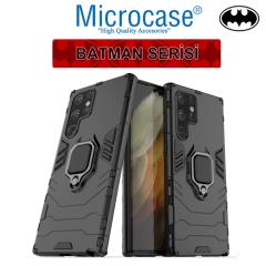 Microcase Samsung Galaxy S22 Ultra Batman Yüzüklü Armor Kılıf - Siyah