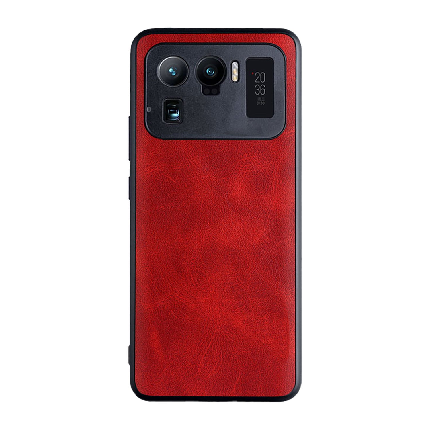 Microcase Xiaomi Mi 11 Ultra Kamera Korumalı Deri Kaplama Plastik Kılıf - AL8120 Kırmızı
