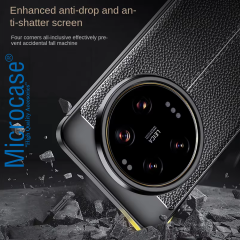 Microcase Xiaomi Mi 15 Ultra ile Uyumlu Leather Serisi Deri Efekt Silikon Kılıf - Siyah Al3337