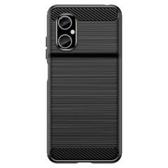 Microcase Xiaomi Poco M4 5G Brushed Carbon Fiber Silikon Kılıf - Siyah