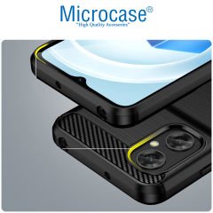 Microcase Xiaomi Poco M4 5G Brushed Carbon Fiber Silikon Kılıf - Siyah