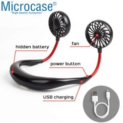 Microcase Boyun Askılı Seyahat Spor Soğutucu Fan Vantilatör Şarjlı - AL2884