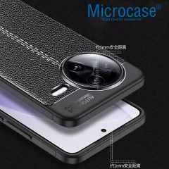 Microcase Xiaomi Redmi Poco F7 Pro/K80 ile Uyumlu Leather Serisi Deri Efekt Silikon Kılıf - Siyah Al3337