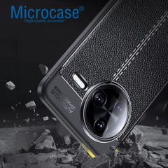 Microcase Xiaomi Redmi Poco F7 Pro/K80 ile Uyumlu Leather Serisi Deri Efekt Silikon Kılıf - Siyah Al3337