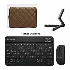 Microcase Apple iPad Pro 13 2025 Tablet için Çanta+Türkçe Bluetooth Klavye+Mouse+Tablet Standı-AL8124