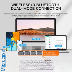 Microcase Lenovo Tab Plus TB351FU ile Uyumlu Tablet Çantası+Bluetooth Klavye+Bluetooth Mouse+Tablet Standı Beyaz AL5295
