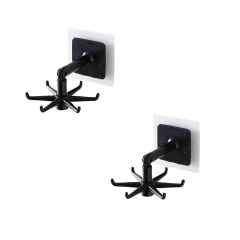 Microcase Kendinden Yapışkanlı 360 Derece Dönen 6 Kancalı Askı Mutfak Banyo Gardırop Raf Aparatı 2 Adet - AL5022