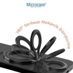 Microcase MagSafe Uyumlu Telefon Yüzüğü Tutucu ve Standı - 180° Mekanik Döner Silikon Parmak Koruyuculu Metal Mıknatıslı Tutacak-AL5873