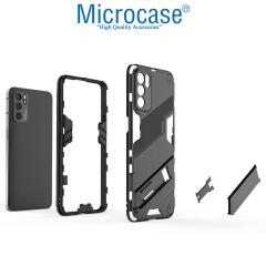 Microcase Oppo Reno 6 Matrix Armor Standlı Kılıf - Siyah