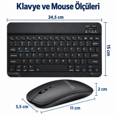 Microcase Honor Pad X9A 11.5 inch ile uyumlu 4in1 Set Tablet Çanta + Bluetooth Klavye + Mouse + Tablet Standı Taşıma Çantası Krem Lila - SİYAH AL5920
