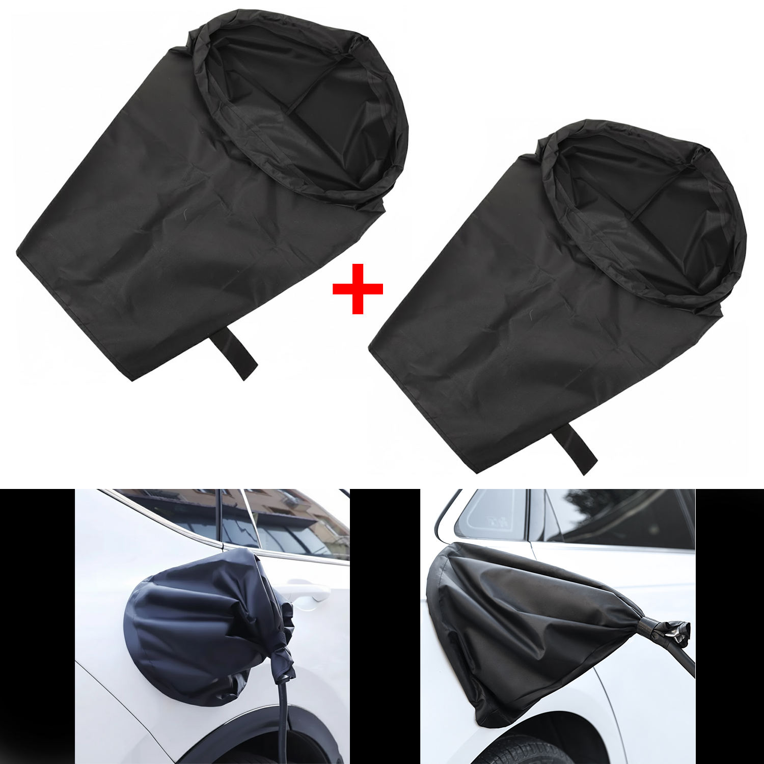 Microcase Elektrikli Araçlar için Şarj Soket Yağmurluk Yağmur Toz Koruma Brandası Siyah 2 Adet AL5423