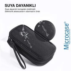 Microcase Taşınabilir Su Geçirmez Çift Katman ve Fermuarlı 8 Bölmeli HDD Harddisk Çantası AL4210