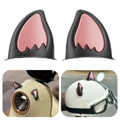 Microcase Motosiklet Kask VB Eşyalar İçin Sevimli İlginç DIY Yapışkanlı Karakter ve Parçalar Kedi Kulağı Seti - AL5012