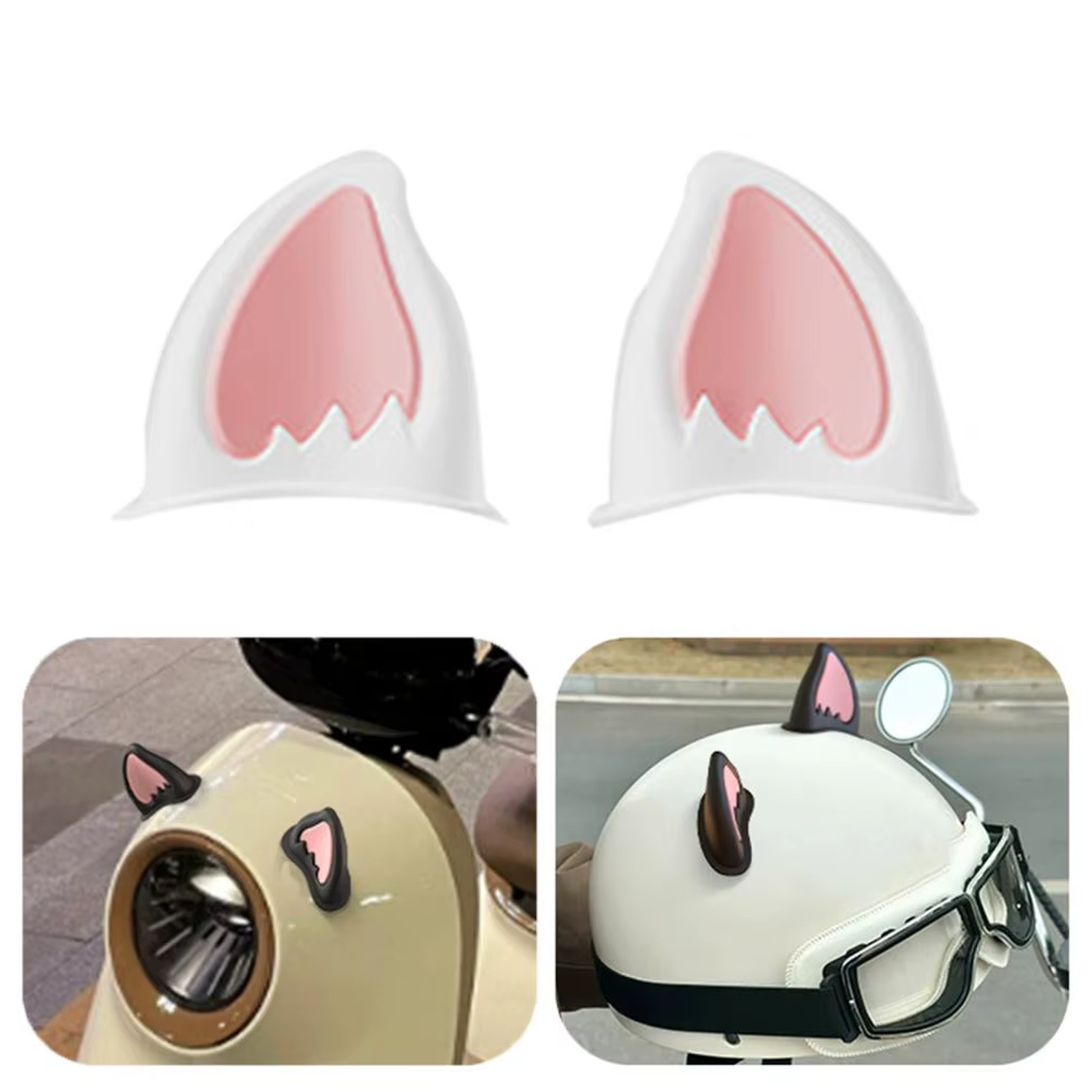 Microcase Motosiklet Kask VB Eşyalar İçin Sevimli İlginç DIY Yapışkanlı Karakter ve Parçalar Kedi Kulağı Seti - AL5012