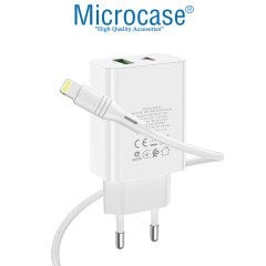Microcase Borofone Seri Tüm Cihazlar ile Uyumlu Hızlı Şarj Adaptörü + Type C Lightning Kablo AL2893