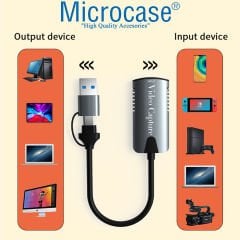 Microcase 2in1 USB / Type-C to HDMI Video Capture Video Kayıt Ekran Aktarma - AL3914