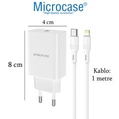Microcase Borofone Serisi Hızlı Şarj Adaptörü 20W PD Güç Kaynağı + Type-C Lightning Kablo - AL2894