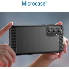Microcase Samsung Galaxy A55 5G Brushed Carbon Fiber Silikon Kılıf - Siyah AL3332
