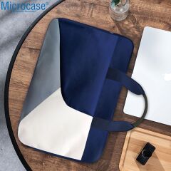 Microcase Apple iPad Pro 13 2025 için Tablet Çantası 2 Bölmeli AL4228 Lacivert Gri Krem