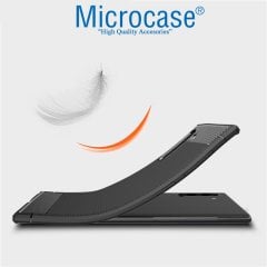 Microcase Samsung Galaxy Note 10 Brushed Carbon Fiber Silikon Kılıf - Siyah