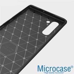 Microcase Samsung Galaxy Note 10 Brushed Carbon Fiber Silikon Kılıf - Siyah