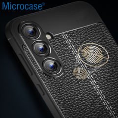 Microcase Samsung Galaxy A35 5G Leather Serisi Deri Efekt Silikon Kılıf - Siyah Al3337