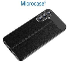 Microcase Samsung Galaxy A35 5G Leather Serisi Deri Efekt Silikon Kılıf - Siyah Al3337