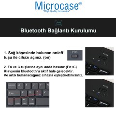 Microcase Tablet ve Telefonlar için RGB Işık Şarjlı Touchpadli Türkçe Bluetooth Klavye 24 cm- AL2897