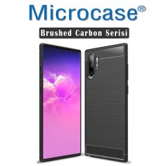 Microcase Samsung Galaxy Note 10 Plus Brushed Carbon Fiber Silikon Kılıf - Siyah