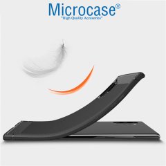 Microcase Samsung Galaxy Note 10 Plus Brushed Carbon Fiber Silikon Kılıf - Siyah