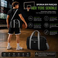 Microcase 4 Bölmeli Geniş Hacim Dayanıklı Spor Seyahat Malzeme Çantası Medium AL5583