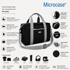Microcase 4 Bölmeli Geniş Hacim Dayanıklı Spor Seyahat Malzeme Çantası Medium AL5583