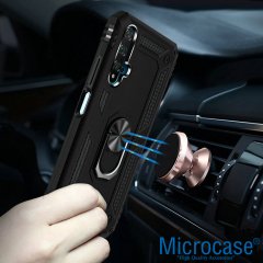 Microcase Huawei Honor 20 - Nova 5T Anka Serisi Yüzük Standlı Armor Kılıf - Siyah