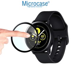 Microcase Samsung Galaxy Watch Active 2 40 mm Tam Kaplayan Kavisli Ekran Koruyucu Pet Film - Siyah
