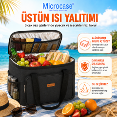 Microcase 30 LT 5 Gözlü Termos Çanta Isı Yalıtımlı Piknik Kamp Plaj Balıkçı Soğutucu Çanta AL5648