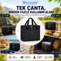 Microcase 30 LT 5 Gözlü Termos Çanta Isı Yalıtımlı Piknik Kamp Plaj Balıkçı Soğutucu Çanta AL5648