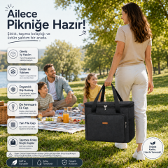 Microcase 25 LT 5 Gözlü Termos Çanta Isı Yalıtımlı Piknik Kamp Plaj Balıkçı Soğutucu Çanta AL5649