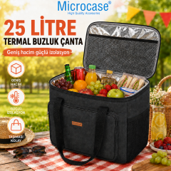 Microcase 25 LT 5 Gözlü Termos Çanta Isı Yalıtımlı Piknik Kamp Plaj Balıkçı Soğutucu Çanta AL5649