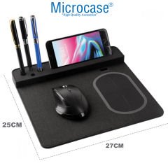 Microcase Kablosuz Şarjlı Kalemlikli Telefon Tablet Tutuculu Organizer Mouse Pad AL4215