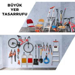 Çok Amaçlı Kaymaz PVC Kaplamalı Metal Askılık Ağır Yük Askısı Depo Garaj Bahçe Turuncu 2 Adet - AL5875