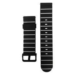Microcase Samsung Gear S4 46mm-Watch 46mm-Active 2 46mm 22 mm Akıllı Saatler için Çizgi Desenli Silikon Kordon Kayış-KY69 Siyah-Beyaz