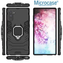 Microcase Samsung Galaxy Note 10 Batman Serisi Yüzük Standlı Armor Kılıf - Siyah